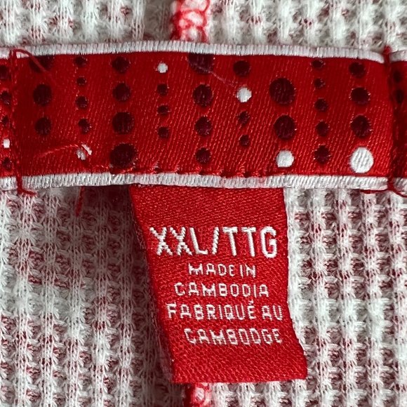 Waffle Weave Long Thermal Pajamas Winter Print Red White Size XXL - Picture 4 of 7